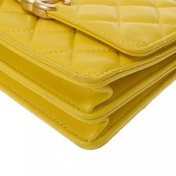 CHANEL Chanel Matelasse Classic Chain Wallet Yellow AP2733 Women's Lambskin Shoulder Bag