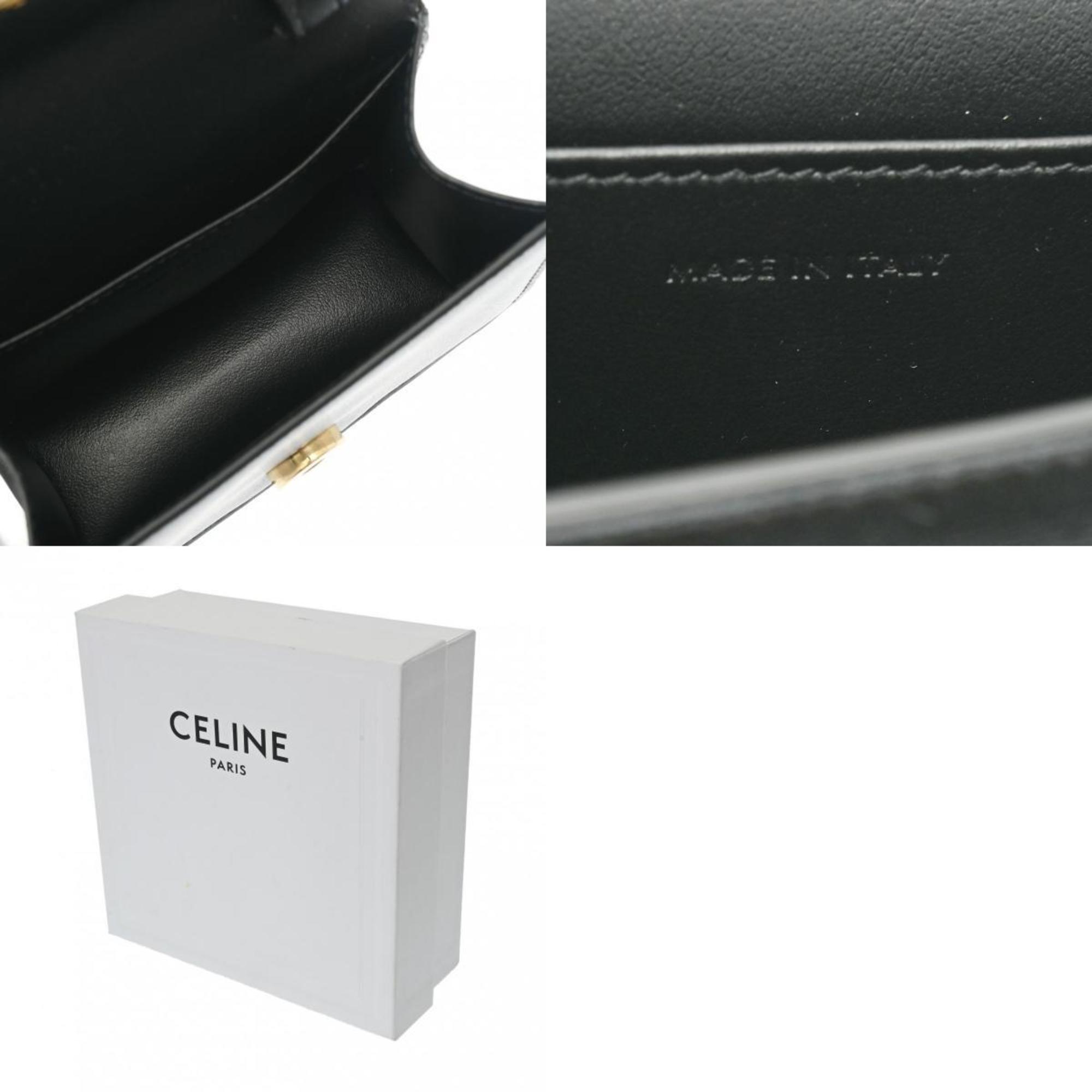 CELINE Triomphe Chain Bag Black Women's Shiny Calf Shoulder