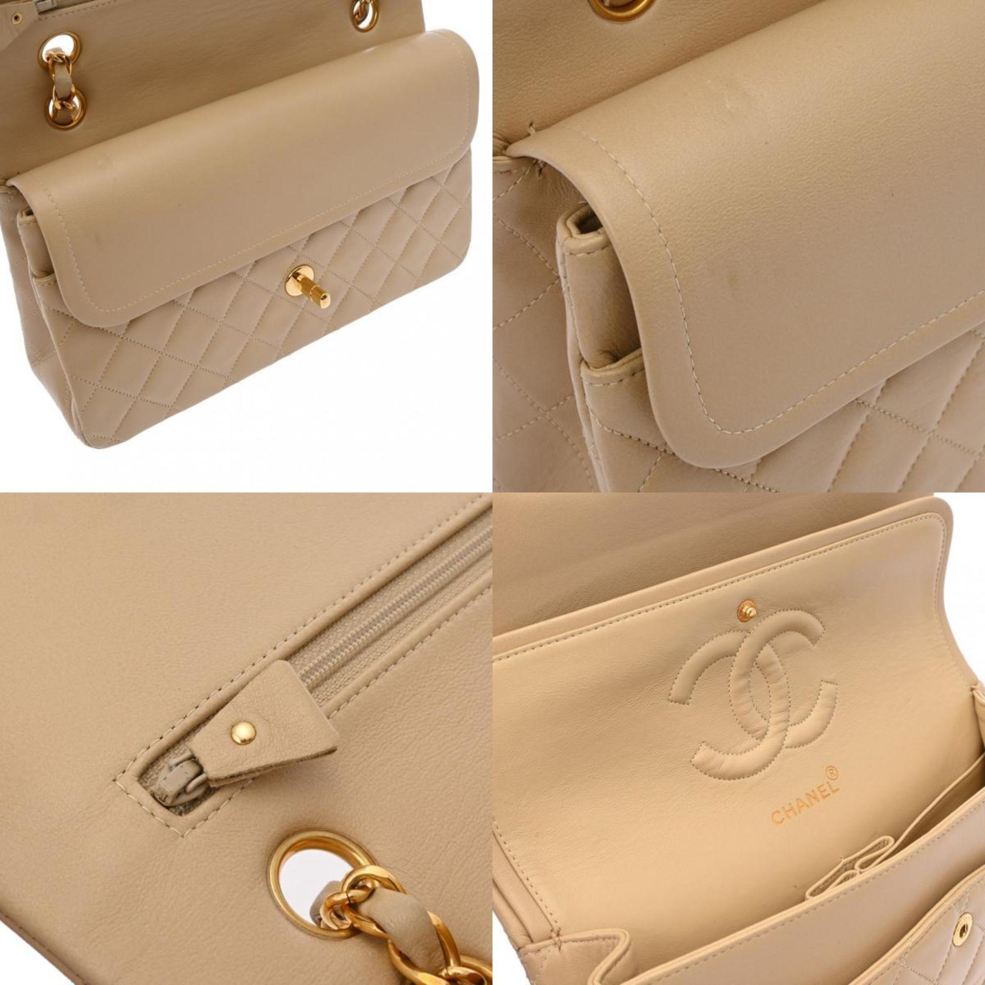 CHANEL Chanel Matelasse Chain Shoulder 25cm Beige A01112 Women's Lambskin Bag