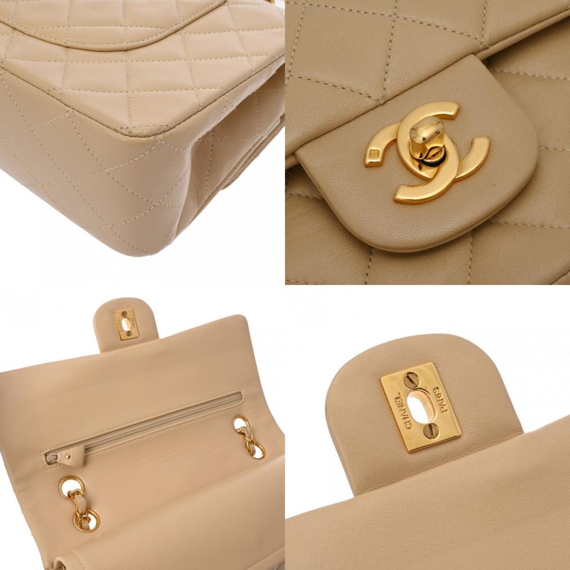 CHANEL Chanel Matelasse Chain Shoulder 25cm Beige A01112 Women's Lambskin Bag