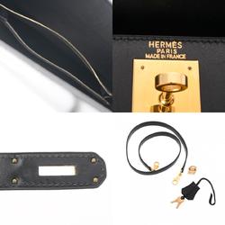 HERMES Kelly 28 Outer Stitching Black D Stamp (around 2000) Women's Box Calf Handbag