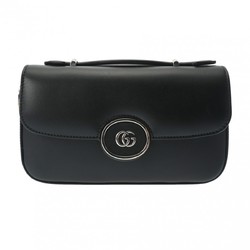 GUCCI Double G Shoulder Bag Black 739722 Women's Leather