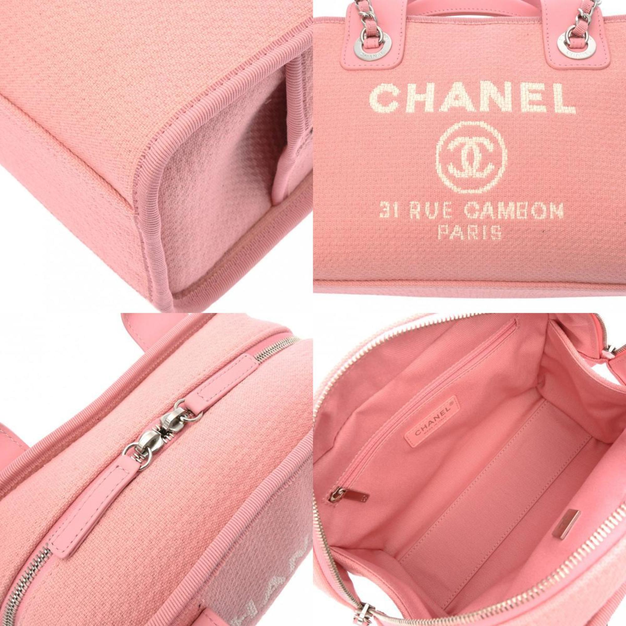 CHANEL Deauville Bowling Bag Pink A92749 Women's Canvas Handbag