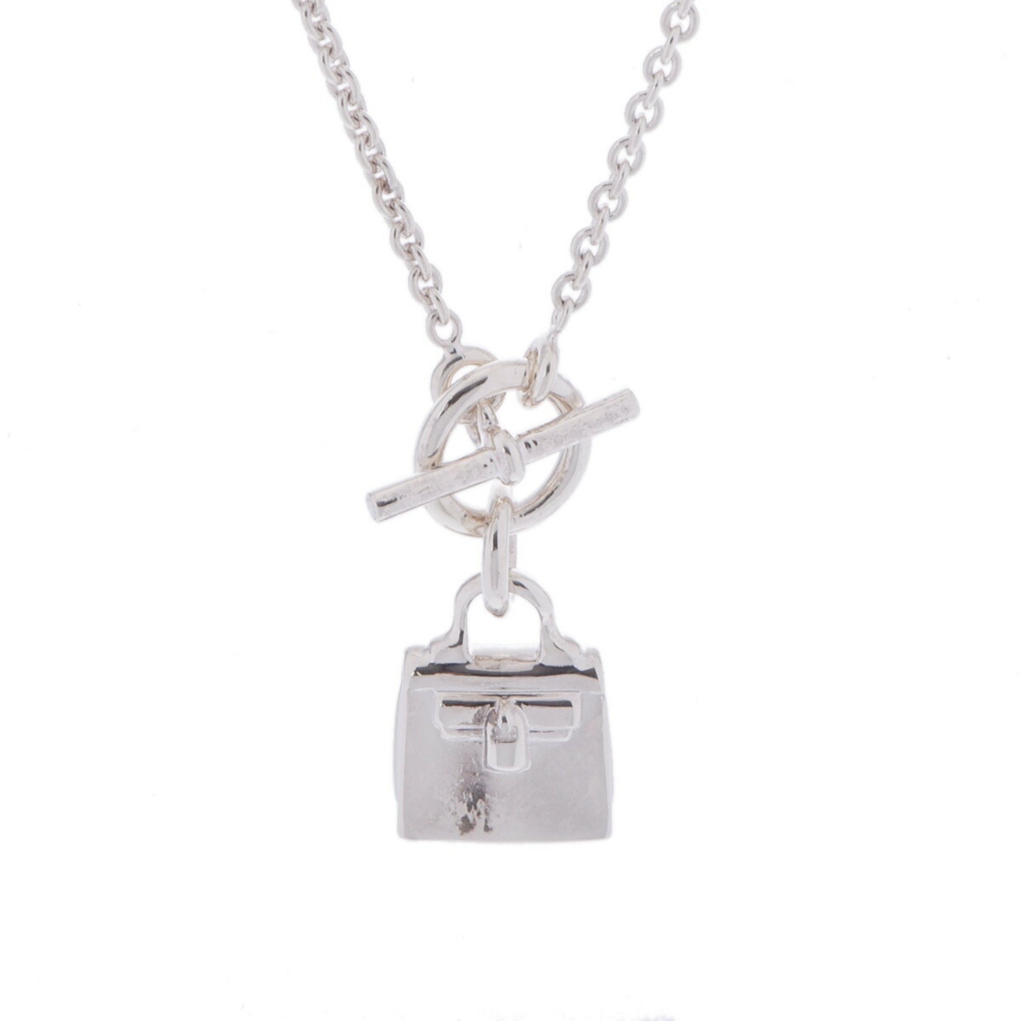 HERMES Amulet Birkin Necklace for Women, Silver