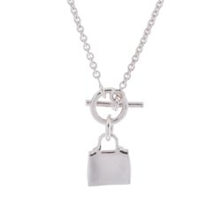 HERMES Amulet Birkin Necklace for Women, Silver