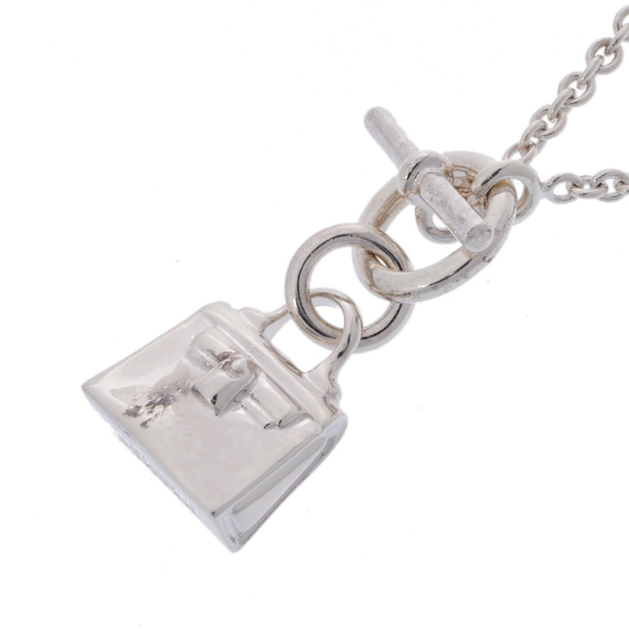 HERMES Amulet Birkin Necklace for Women, Silver