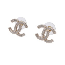 CHANEL Coco Mark 22 model gold ladies rhinestone GP earrings