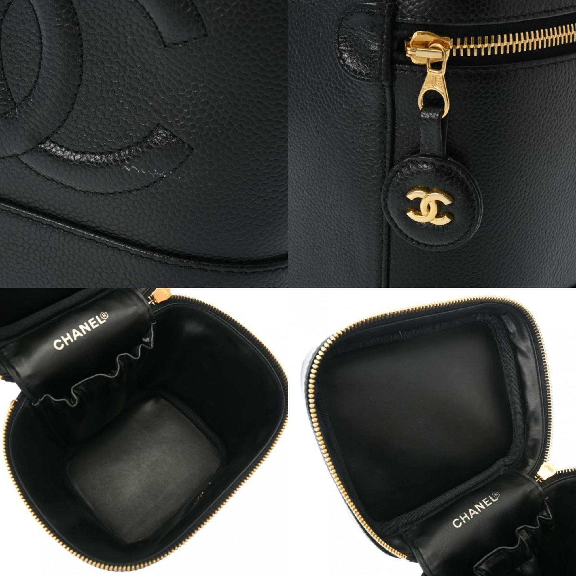 CHANEL Vanity Black A01998 Women's Caviar Skin Handbag