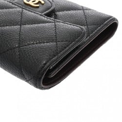 CHANEL Classic Small Flap Wallet Black Women's Caviar Skin Tri-fold