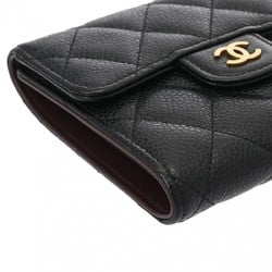 CHANEL Classic Small Flap Wallet Black Women's Caviar Skin Tri-fold