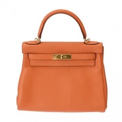 HERMES Kelly 28 Inner Stitching Orange X Stamp (around 2016) Women's Taurillon Clemence Handbag