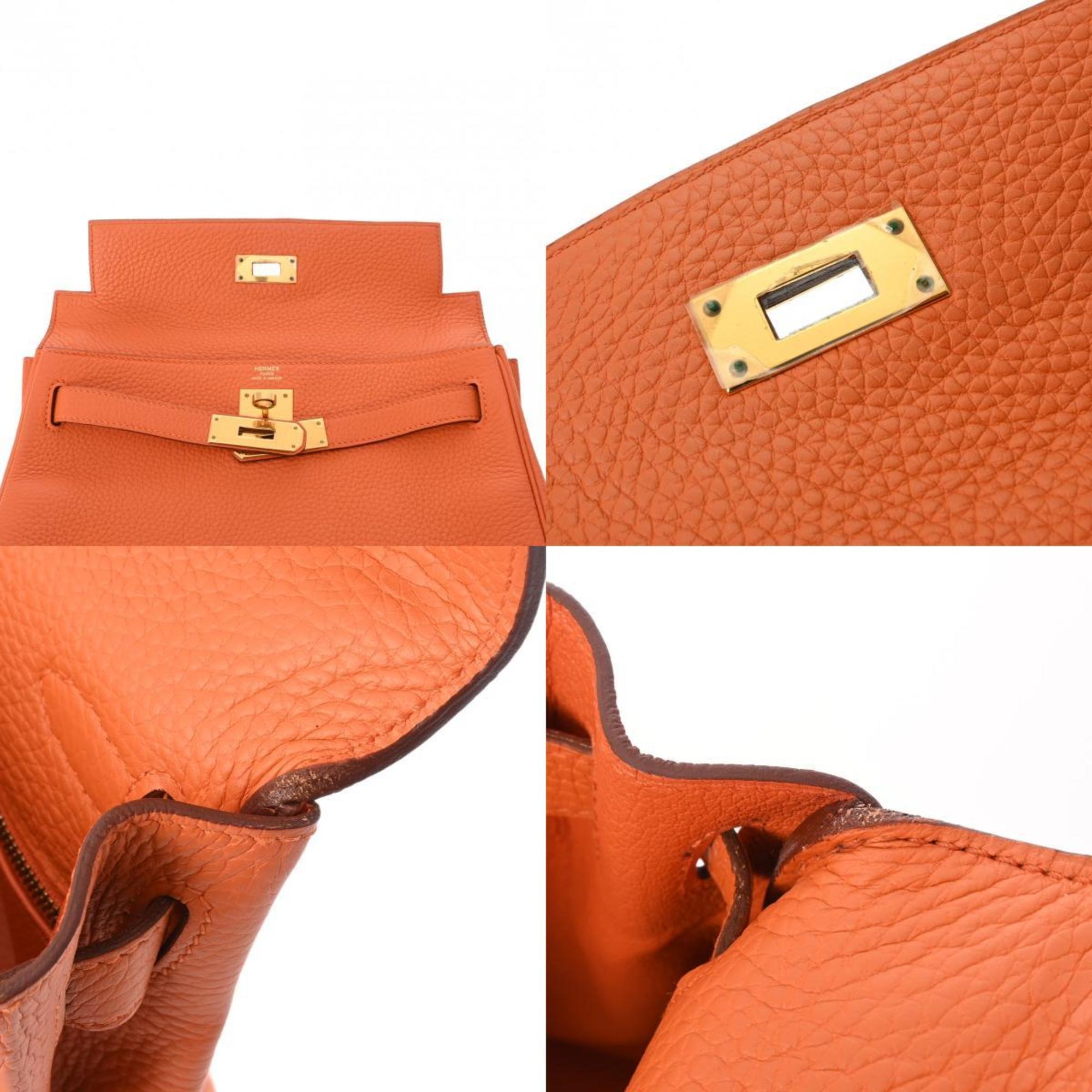 HERMES Kelly 28 Inner Stitching Orange X Stamp (around 2016) Women's Taurillon Clemence Handbag