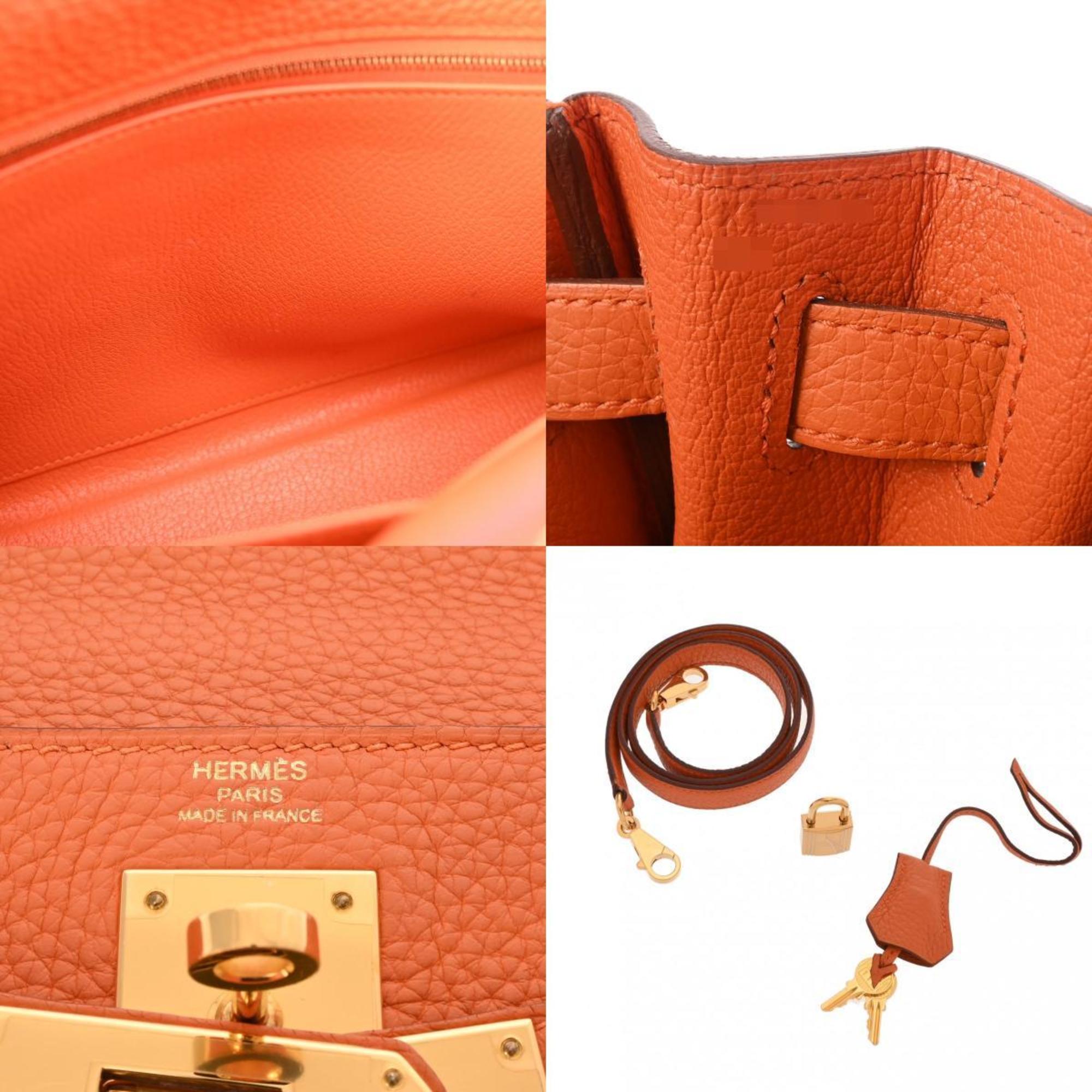 HERMES Kelly 28 Inner Stitching Orange X Stamp (around 2016) Women's Taurillon Clemence Handbag