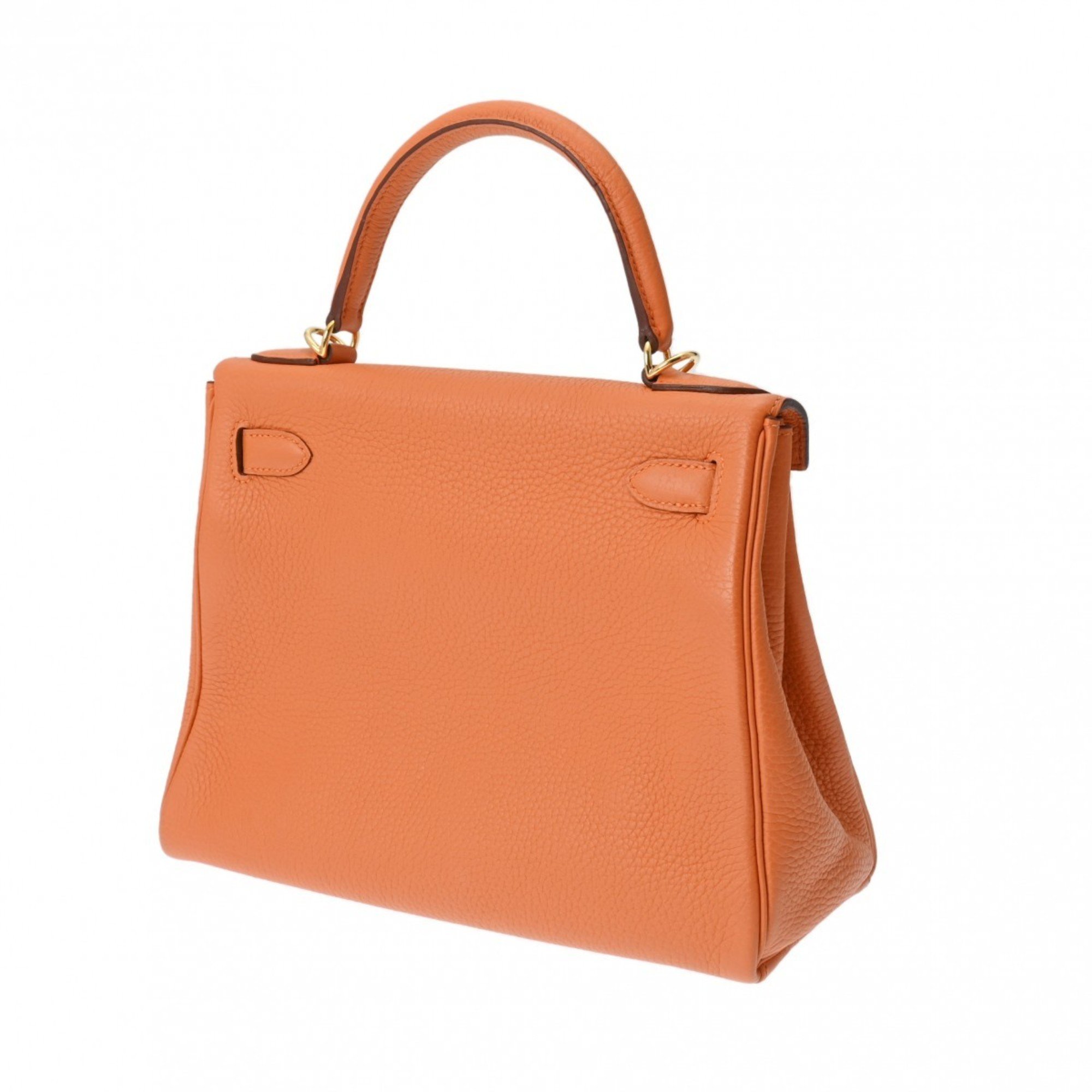 HERMES Kelly 28 Inner Stitching Orange X Stamp (around 2016) Women's Taurillon Clemence Handbag