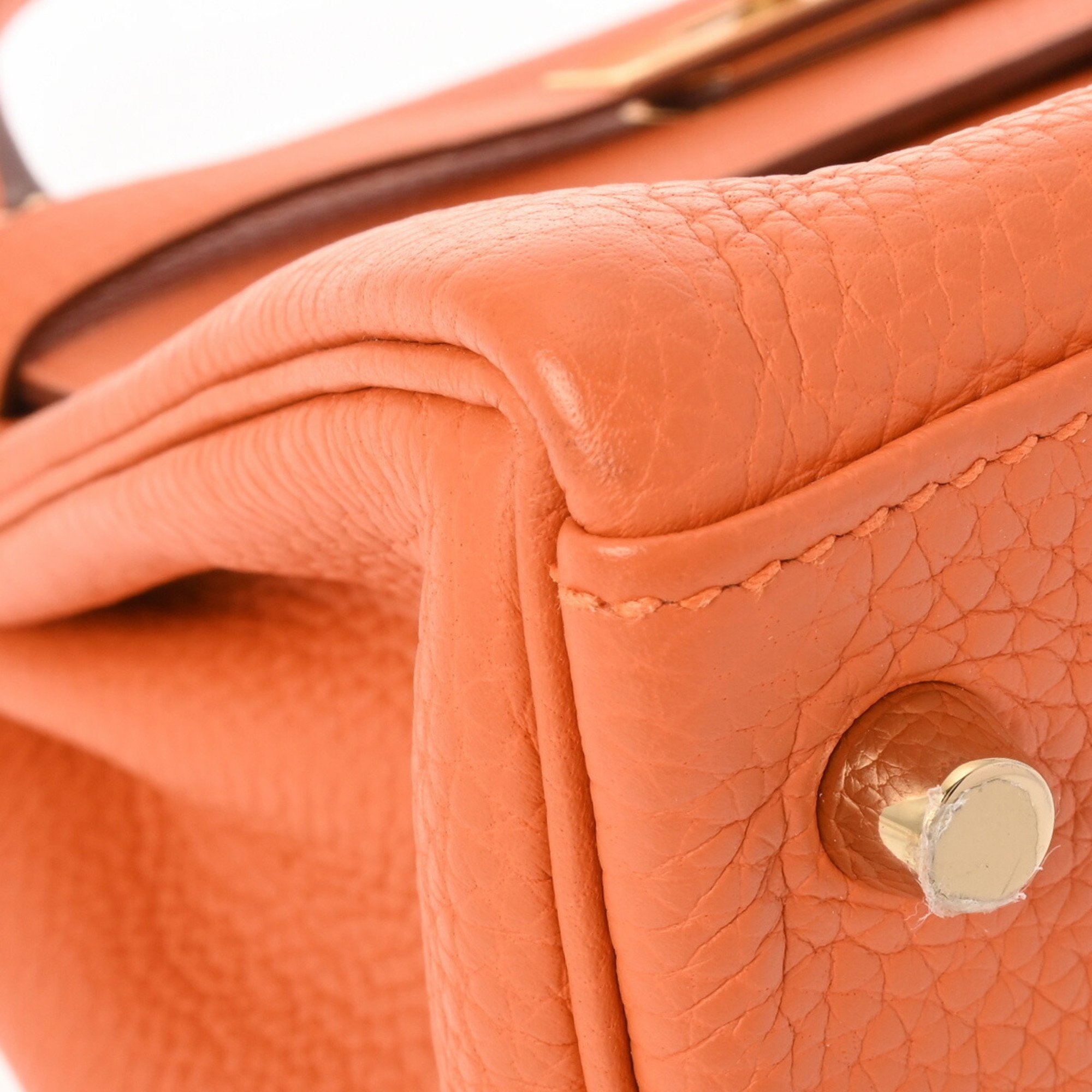 HERMES Kelly 28 Inner Stitching Orange X Stamp (around 2016) Women's Taurillon Clemence Handbag