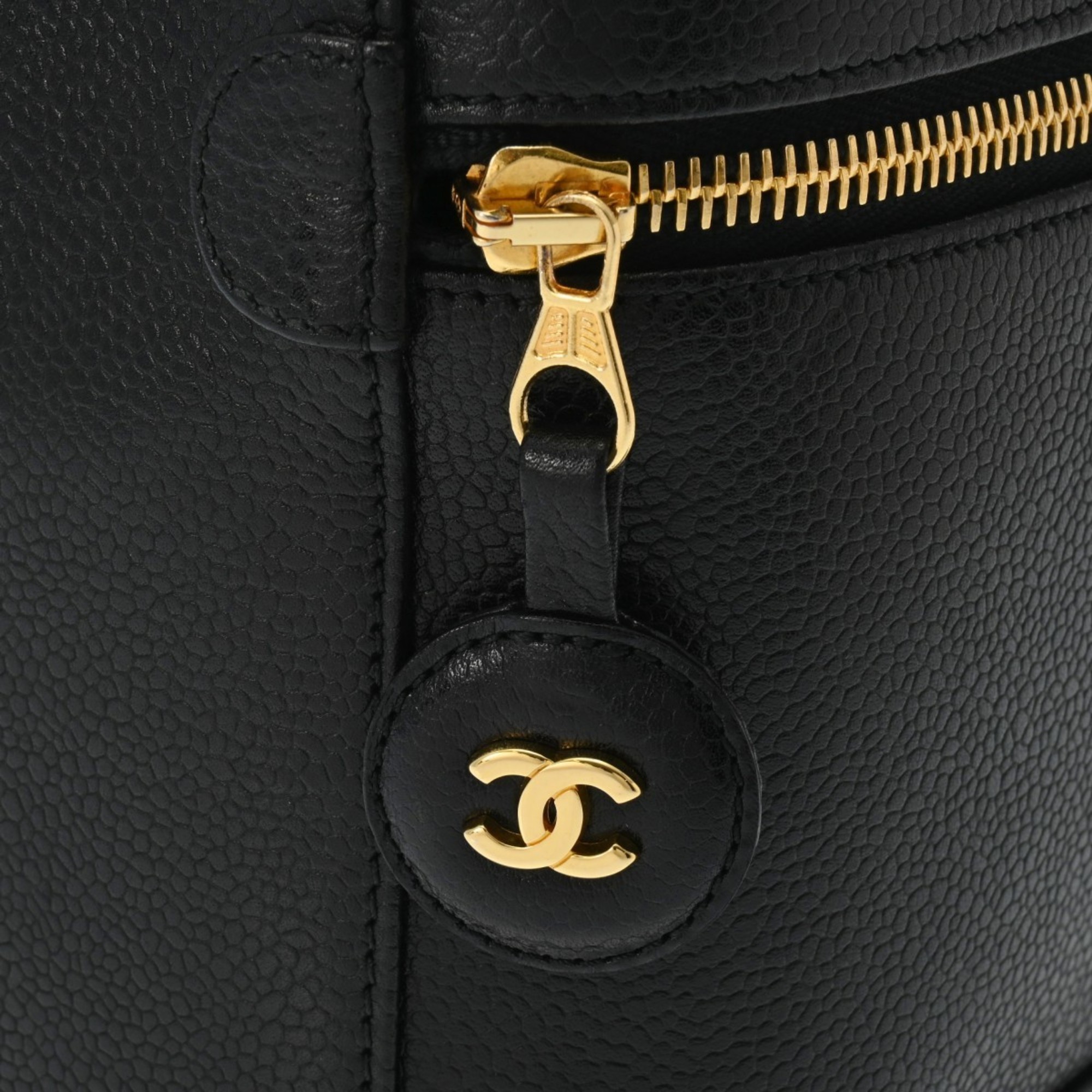 CHANEL Vanity Black A01998 Women's Caviar Skin Handbag