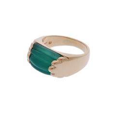 BVLGARI Tronchetto Chrysoprase Ring, Size 12, Unisex, 18K Yellow Gold