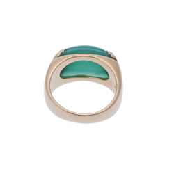 BVLGARI Tronchetto Chrysoprase Ring, Size 12, Unisex, 18K Yellow Gold