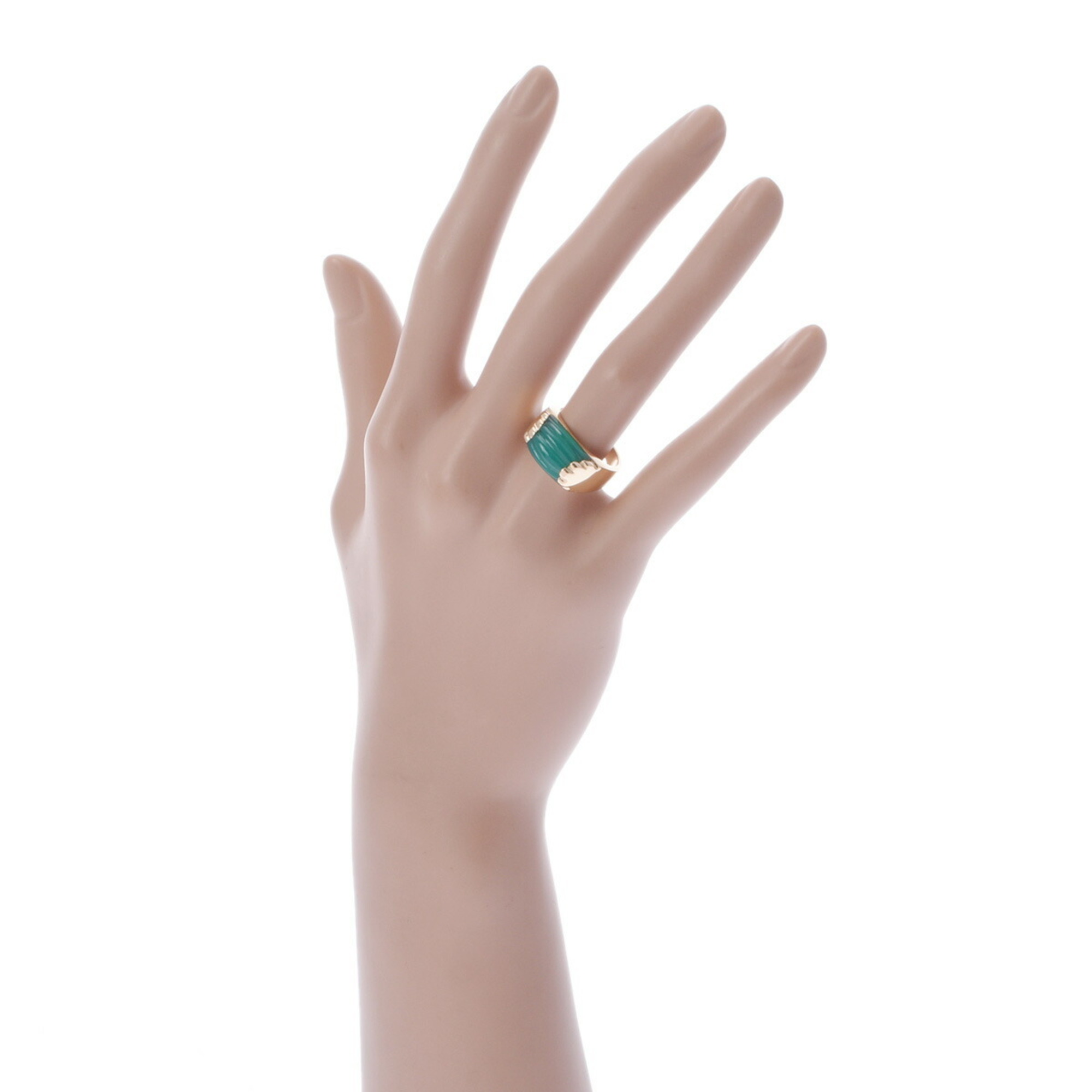 BVLGARI Tronchetto Chrysoprase Ring, Size 12, Unisex, 18K Yellow Gold