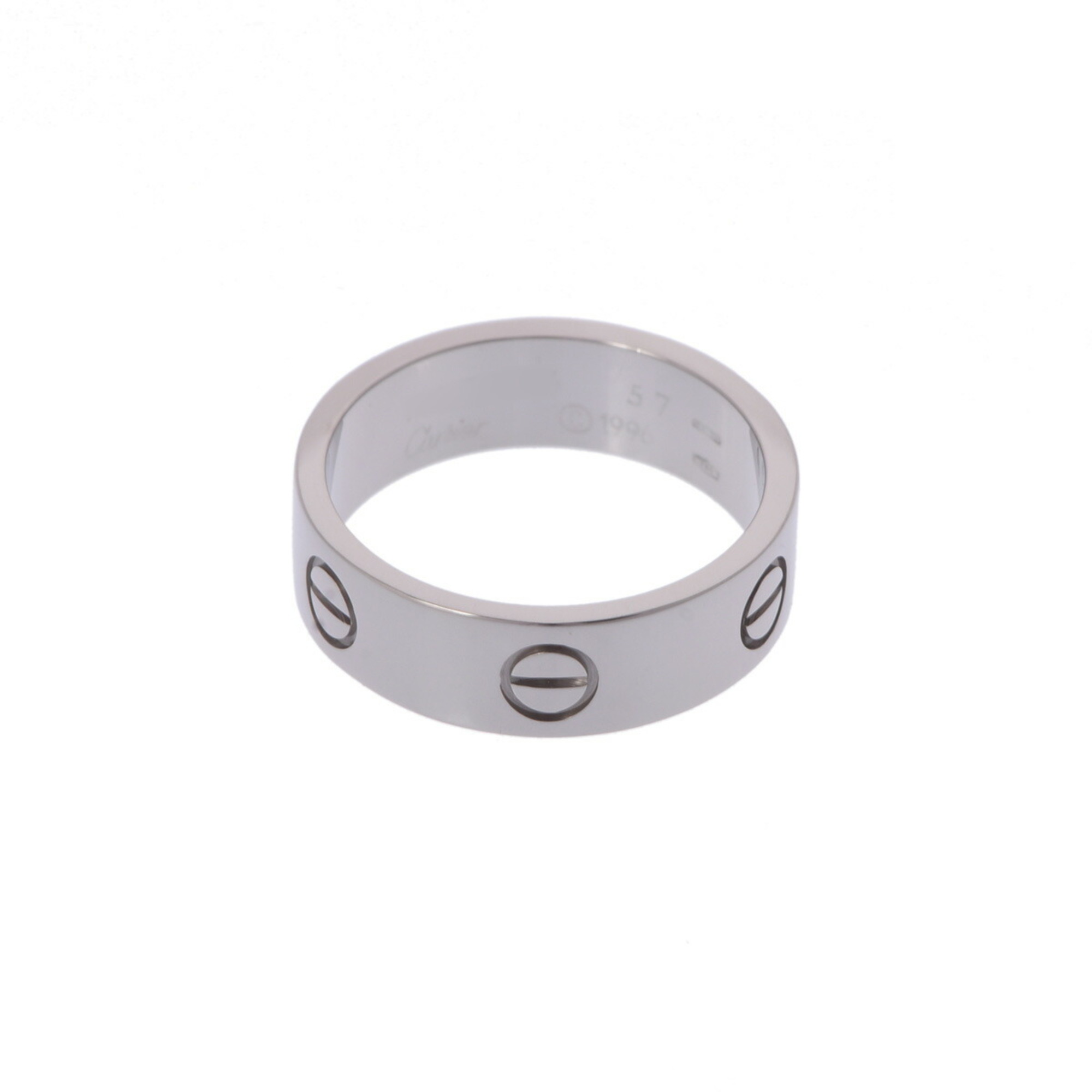 CARTIER Love Ring #57 Size 16 Women's K18 White Gold