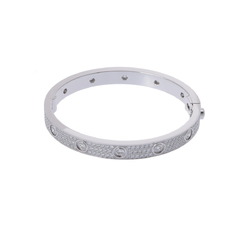 CARTIER Love Bracelet Pavé Diamond #16 Women's K18 White Gold