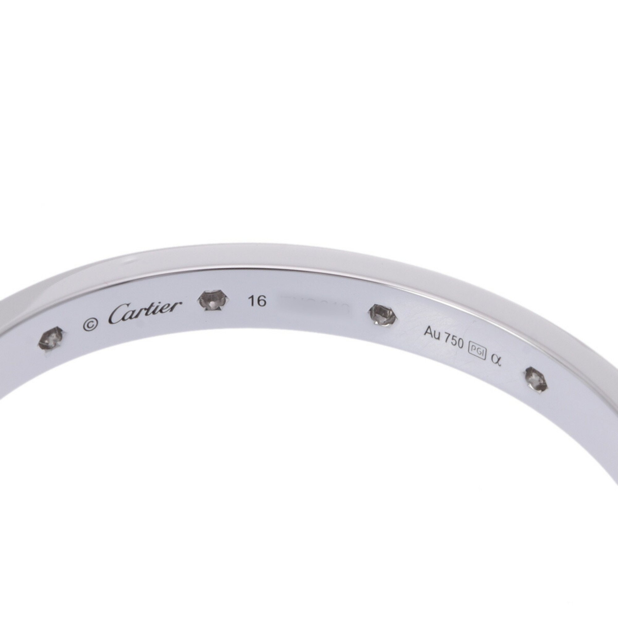 CARTIER Love Bracelet Pavé Diamond #16 Women's K18 White Gold