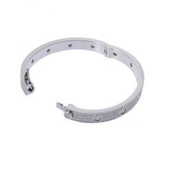 CARTIER Love Bracelet Pavé Diamond #16 Women's K18 White Gold