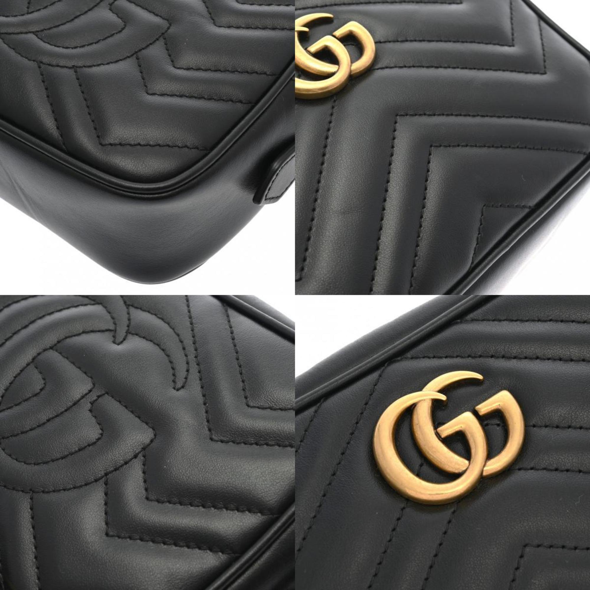 GUCCI GG Marmont Quilted Shoulder Bag Black 448065 Women's Leather