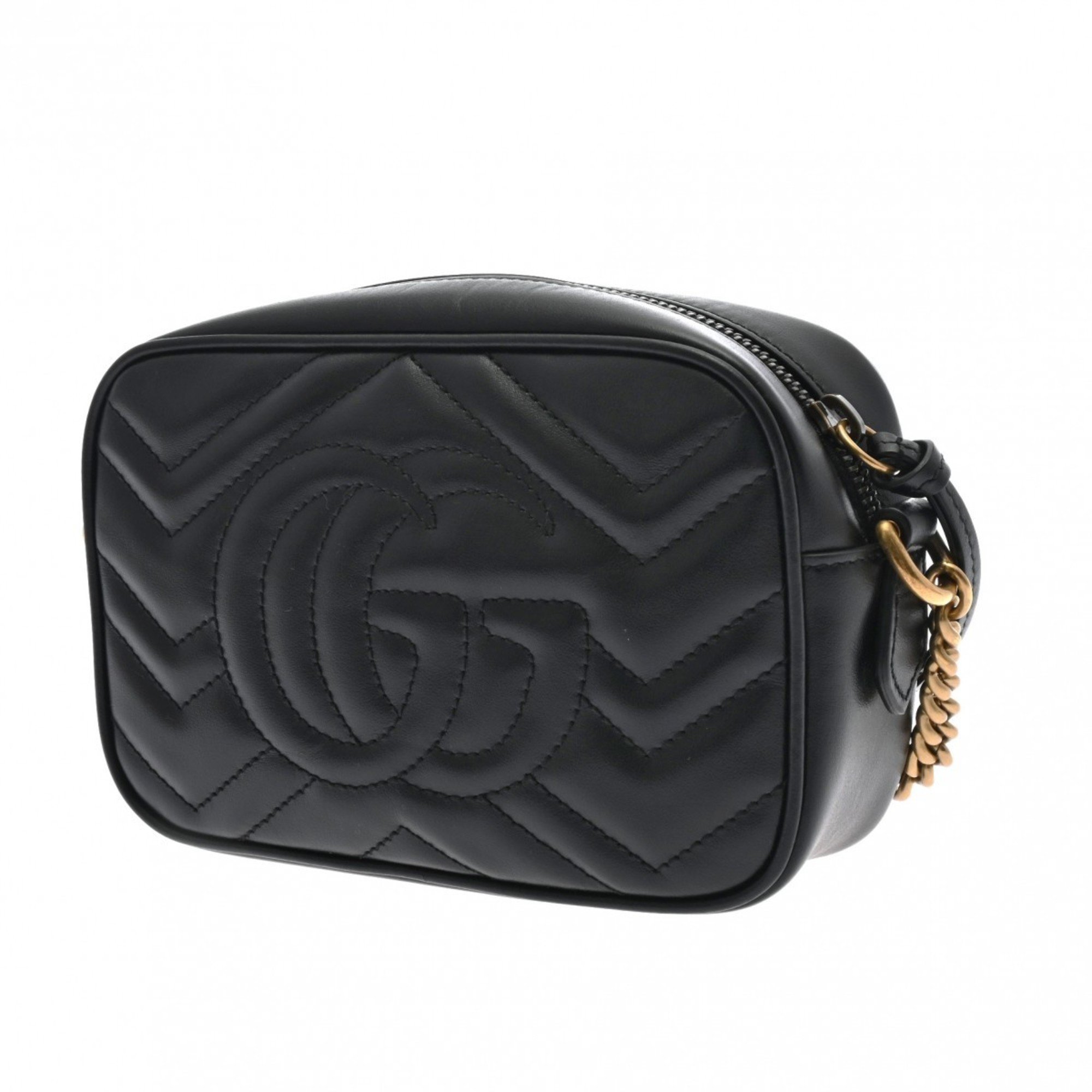 GUCCI GG Marmont Quilted Shoulder Bag Black 448065 Women's Leather