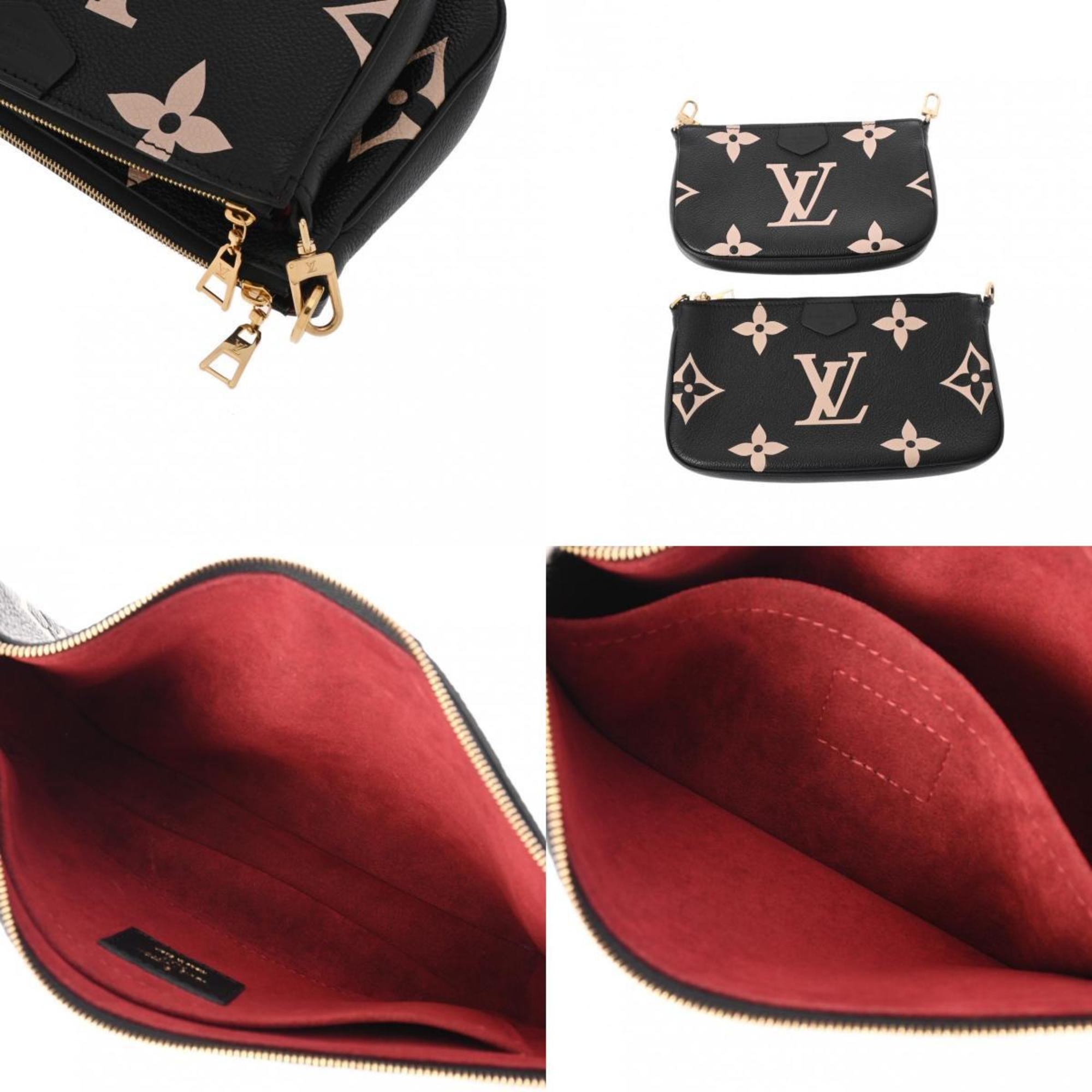 LOUIS VUITTON Louis Vuitton Monogram Empreinte Multi Pochette Accessoires Black/Beige M45777 Women's Leather Shoulder Bag