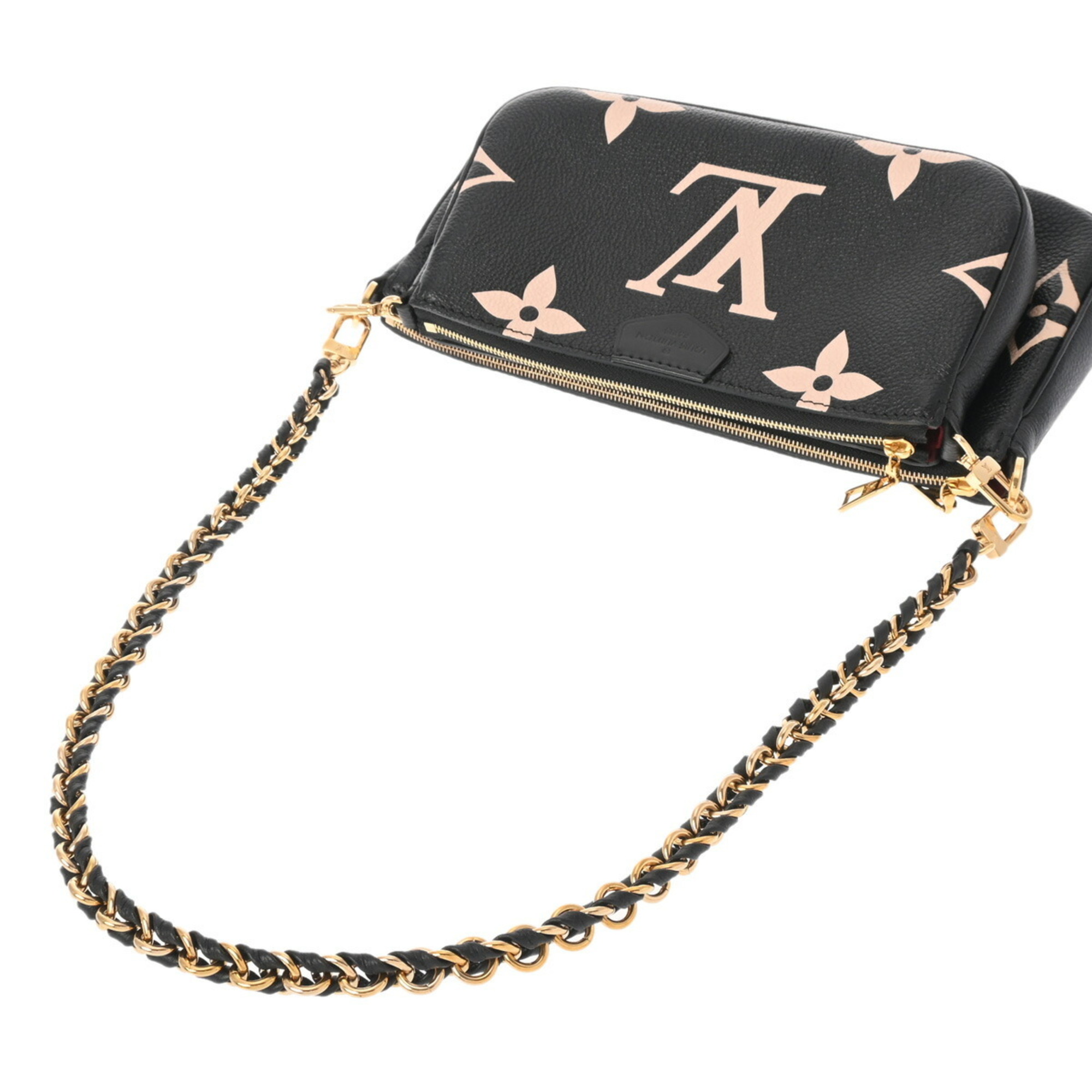 LOUIS VUITTON Louis Vuitton Monogram Empreinte Multi Pochette Accessoires Black/Beige M45777 Women's Leather Shoulder Bag