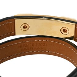 HERMES Collier de Chien Double Tour Black/Gold D Stamp (circa 2019) Unisex Box Calf Bracelet