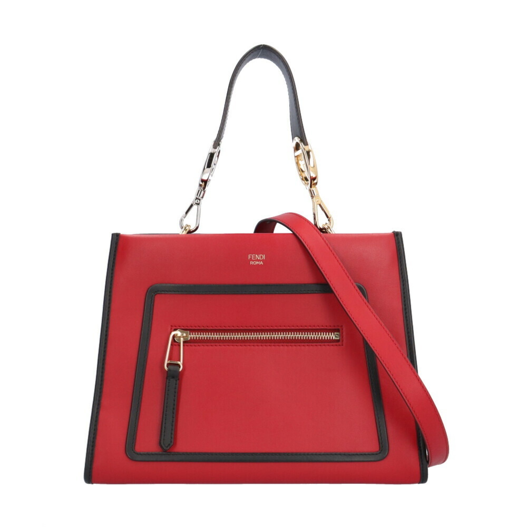 FENDI Runaway Small Shoulder Bag Leather 8BH344 Red Women's