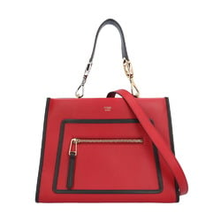 FENDI Runaway Small Shoulder Bag Leather 8BH344 Red Women's