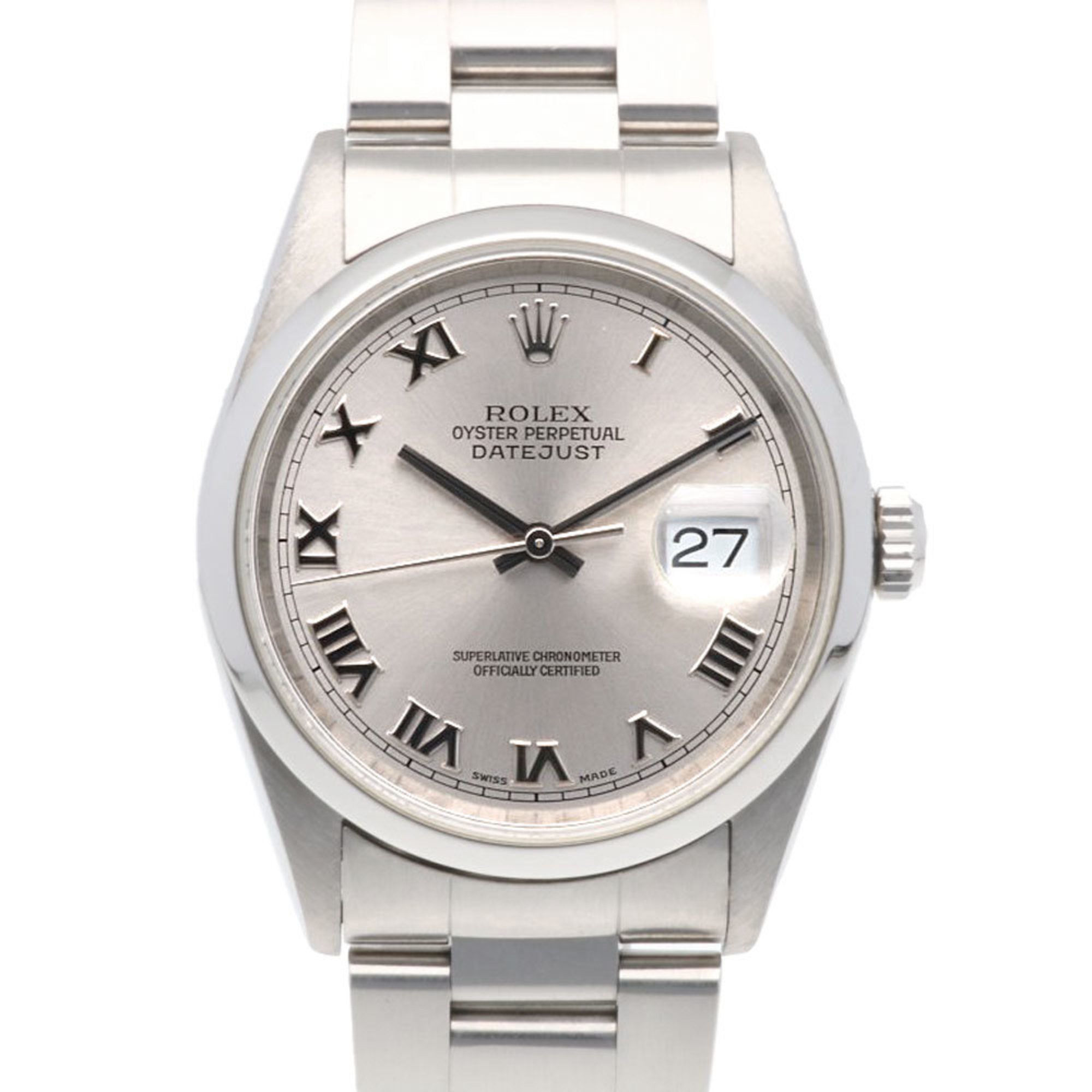 Rolex Datejust Oyster Perpetual Watch Stainless Steel 16200 Automatic Men's ROLEX K Series 2001 Model Roman Numerals RWA01000000005296