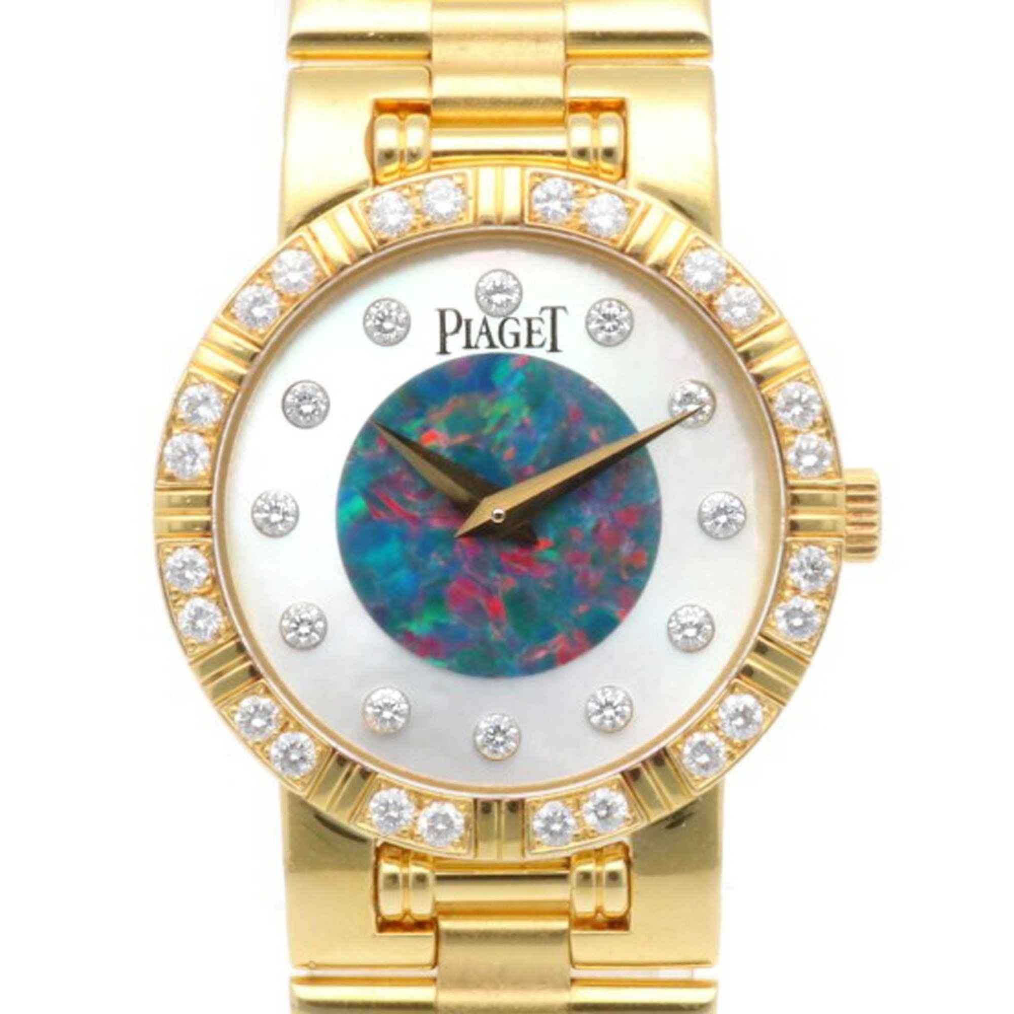 Piaget Dancer Watch 18K 80564 K81 Quartz Ladies PIAGET Bezel Diamond Shell, Black Opal 12P Dial RWA01000000005288