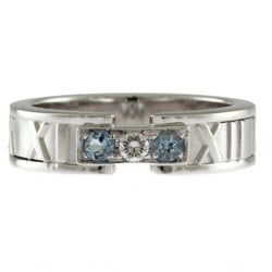 Tiffany Atlas Ring, size 14, 18k gold, aquamarine, diamond, ladies, TIFFANY&Co.