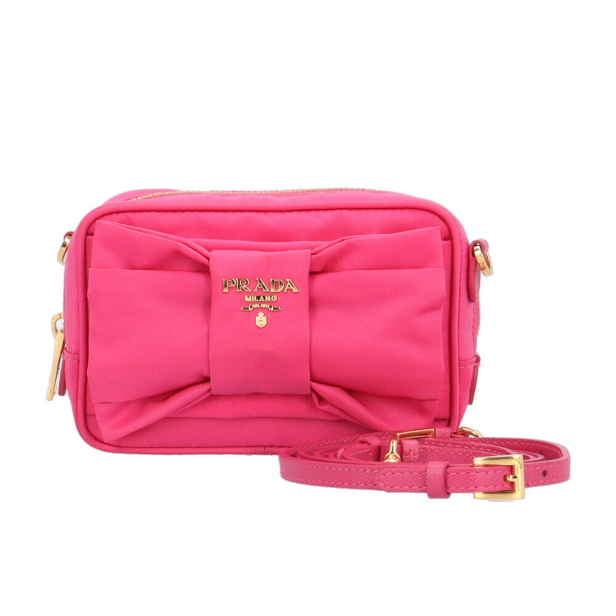 Prada Ribbon Shoulder Bag Nylon 1N1727 Pink Women's PRADA