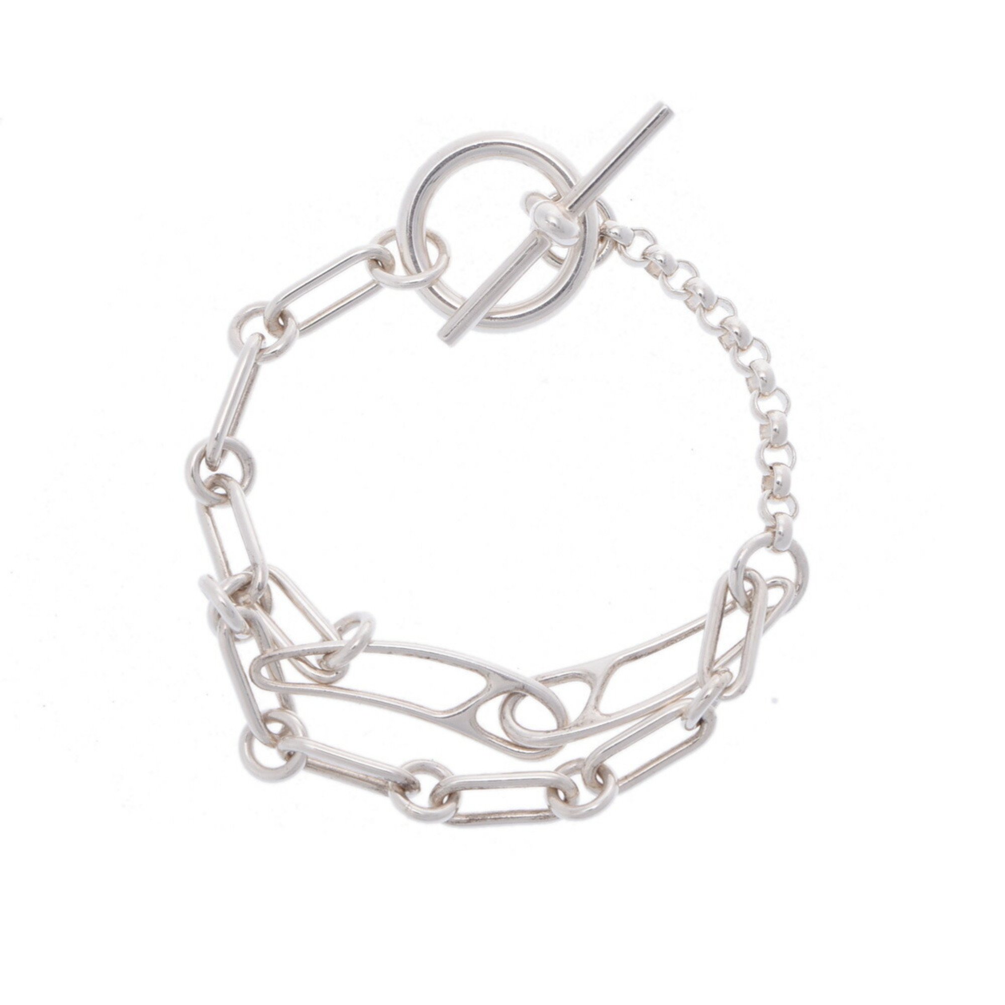 HERMES Chaine d'Ancre Punk Unisex Silver Bracelet