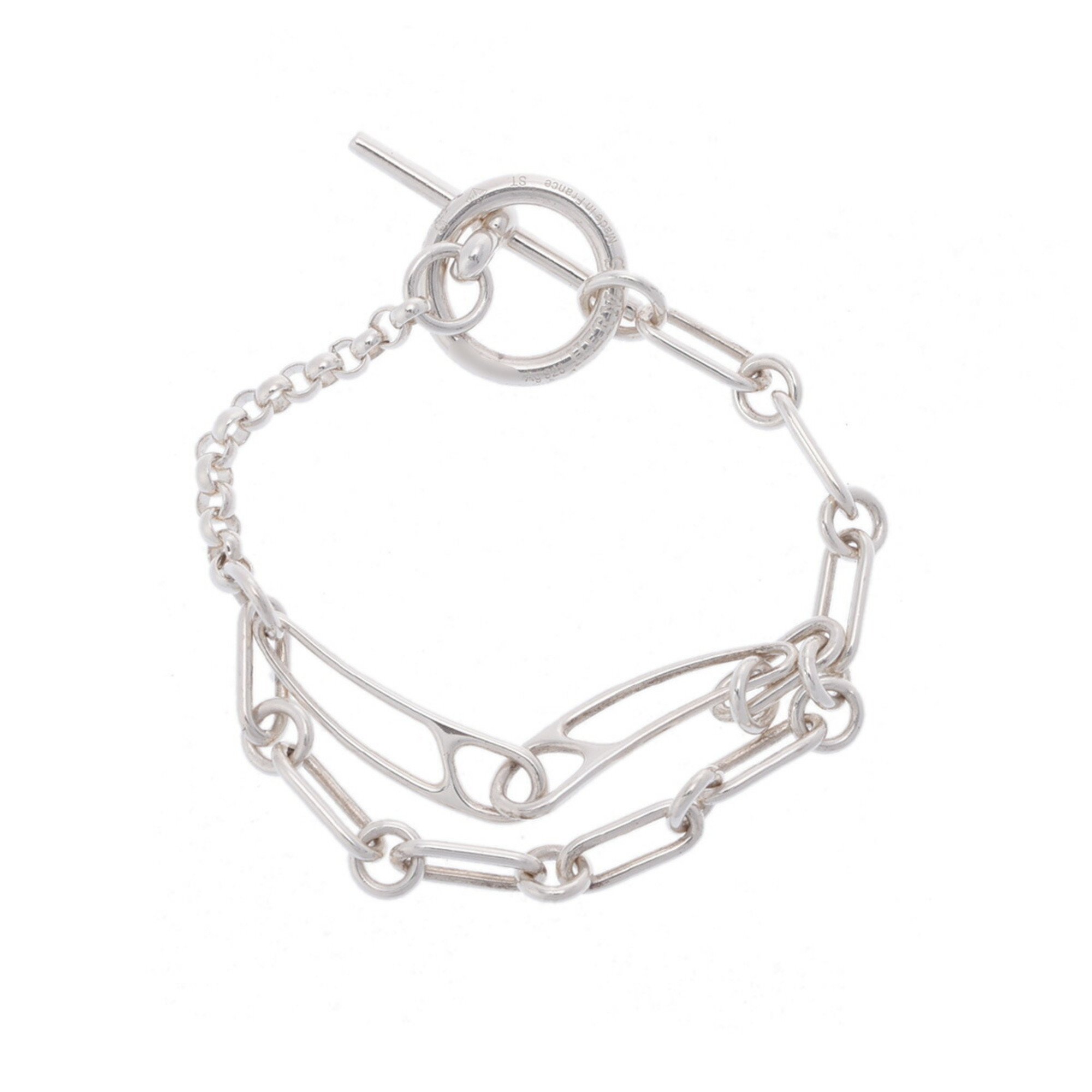 HERMES Chaine d'Ancre Punk Unisex Silver Bracelet