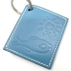 Hermes Keychain Blue Jean Box Calf HERMES Fish Sun Bag Charm Women Men Unisex