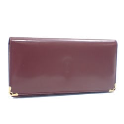 Cartier Bi-fold Long Wallet Must Line de Round Zip International Women's Bordeaux Calf Leather L3001362 042985