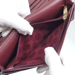 Cartier Bi-fold Long Wallet Must Line de Round Zip International Women's Bordeaux Calf Leather L3001362 042985