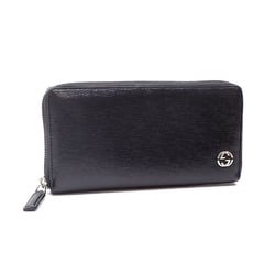 Gucci Chelsea Round Long Wallet for Women, Black Leather, 408801, Interlocking G