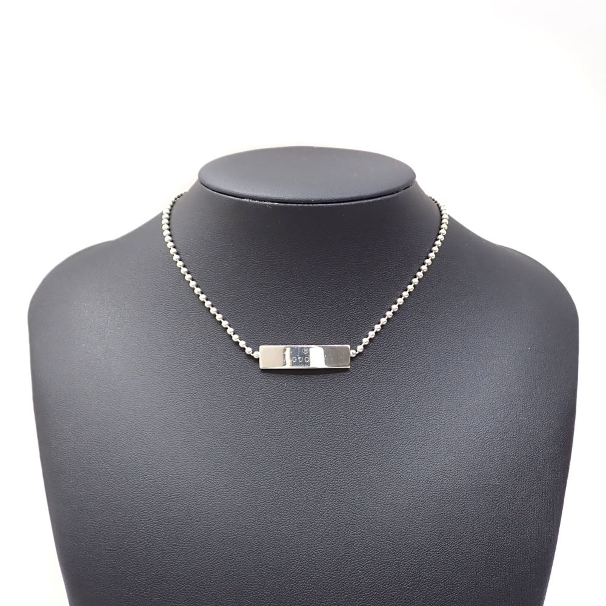 Gucci Plate Necklace for Women SV925 11.3g Silver Choker