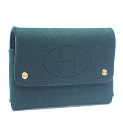 Hermes playing card case, green, felt, HERMES women's, men's, 042976