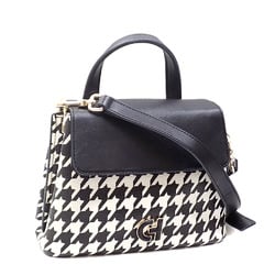 Cole Haan Handbag Collective Satchel Women's Black White Leather CO1659AW10214 Houndstooth