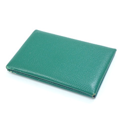 Hermes Calvi Bi-fold Card Case for Women, Green, Epsom Leather, C Stamp, Made in 2018, HERMES Leather 042973