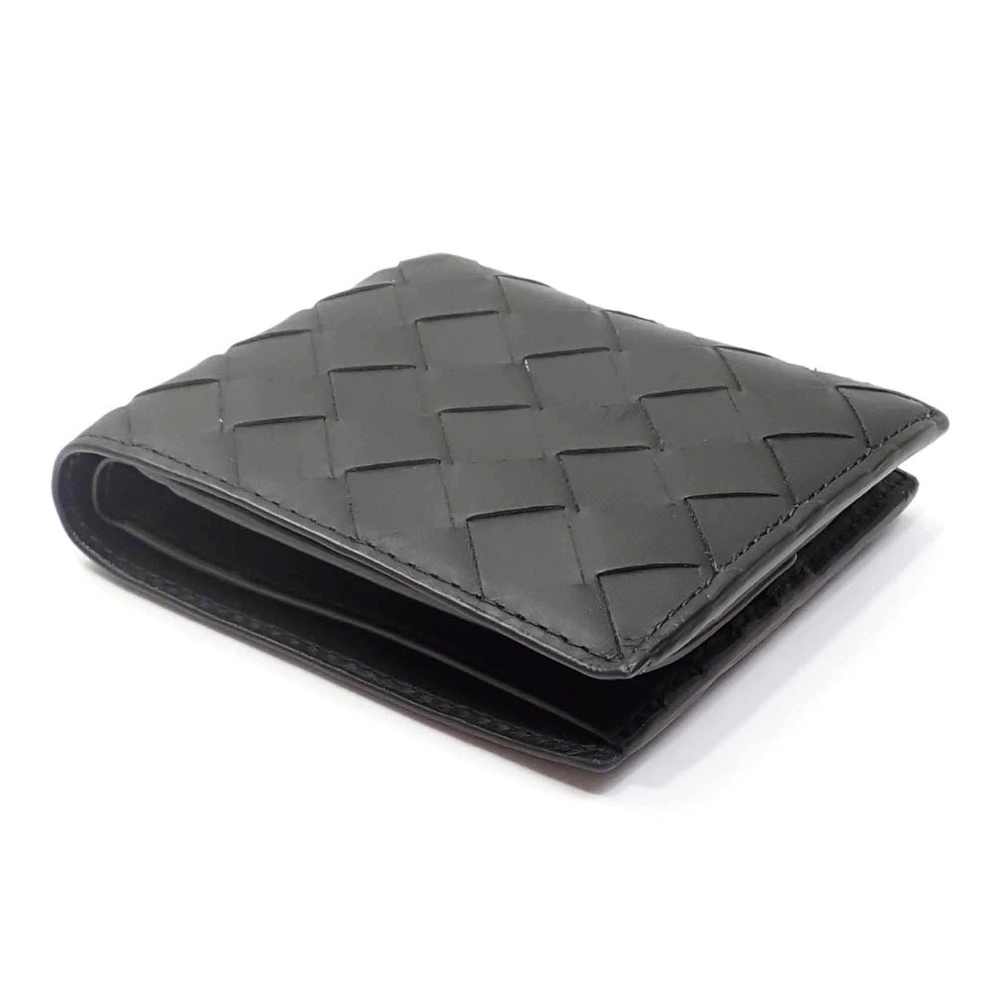 Bottega Veneta Bi-fold Wallet Intrecciato Coin Purse for Men in Dark Green Calf Leather 749412