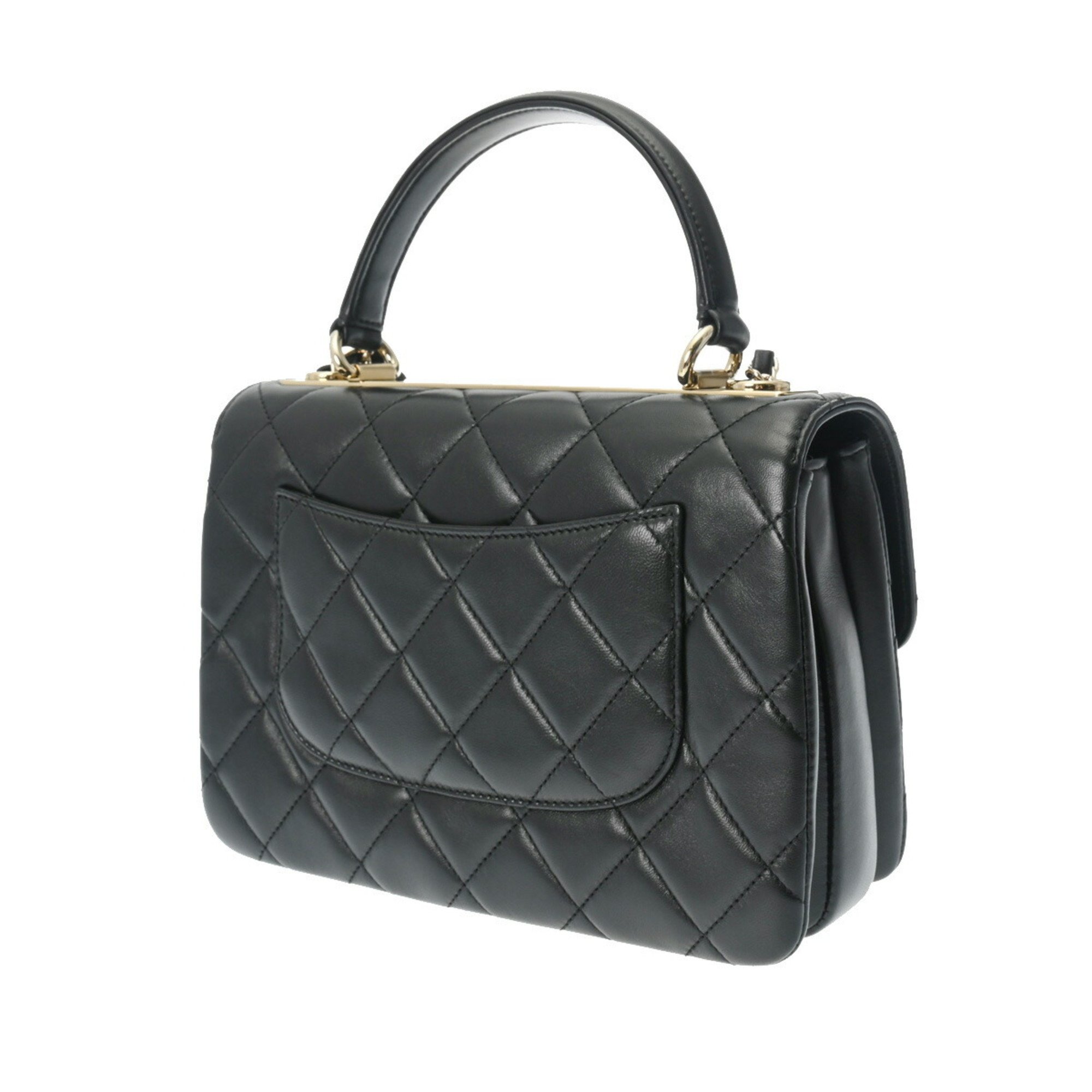 CHANEL Flap Bag Trendy CC Black A92236 Women's Lambskin Handbag